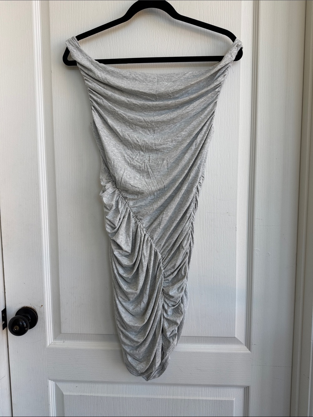 Free People FP Beach Cowl Neck Ruched Mini Dress in heather gray